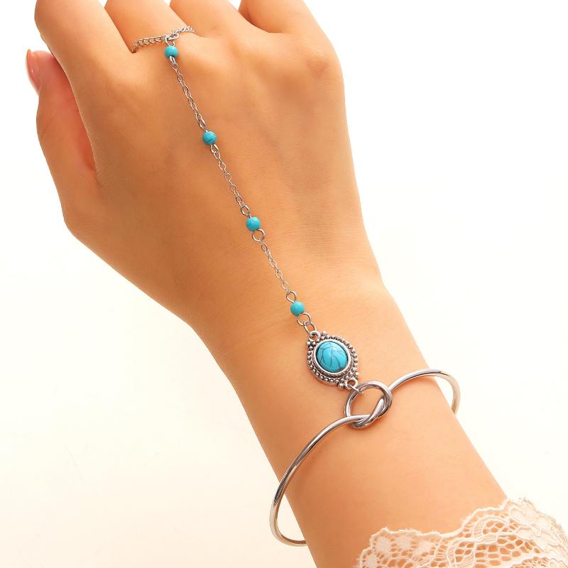 Pulsera de anillo grande de oro para mujer, cadena de muñeca, joyería, cadena para la espalda