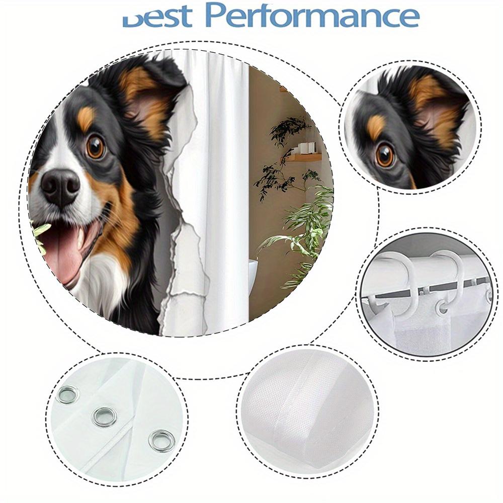 1 Stück Berner Sennenhund Duschvorhang - Waschbares Polyester, Schwarz-Weiß mit Braunen Akzenten, Verspieltes Design für Badezimmerdeko
