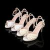 Luxury All Pearls Rhinestones Peep toe Women Sandals Ankle Strap Platform Thin High heels Elegant Bridal Wedding Shoes