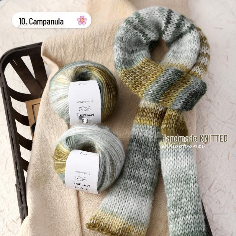 Silk Gradient Rainbow Mohair Yarn Pack for Hand-knitted Scarf/Shawl