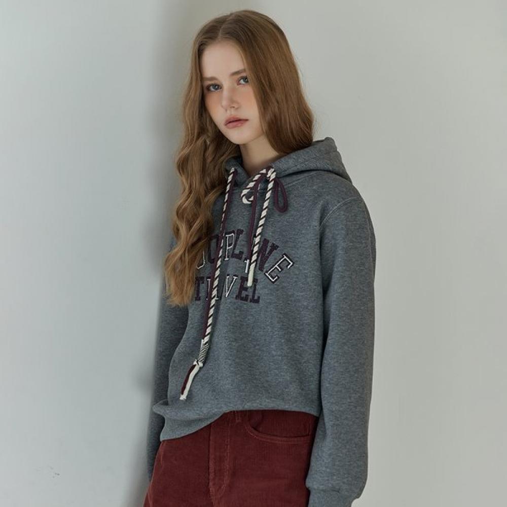 Maxza Color Block Loop String Fleece Hoodie Grey/FREE