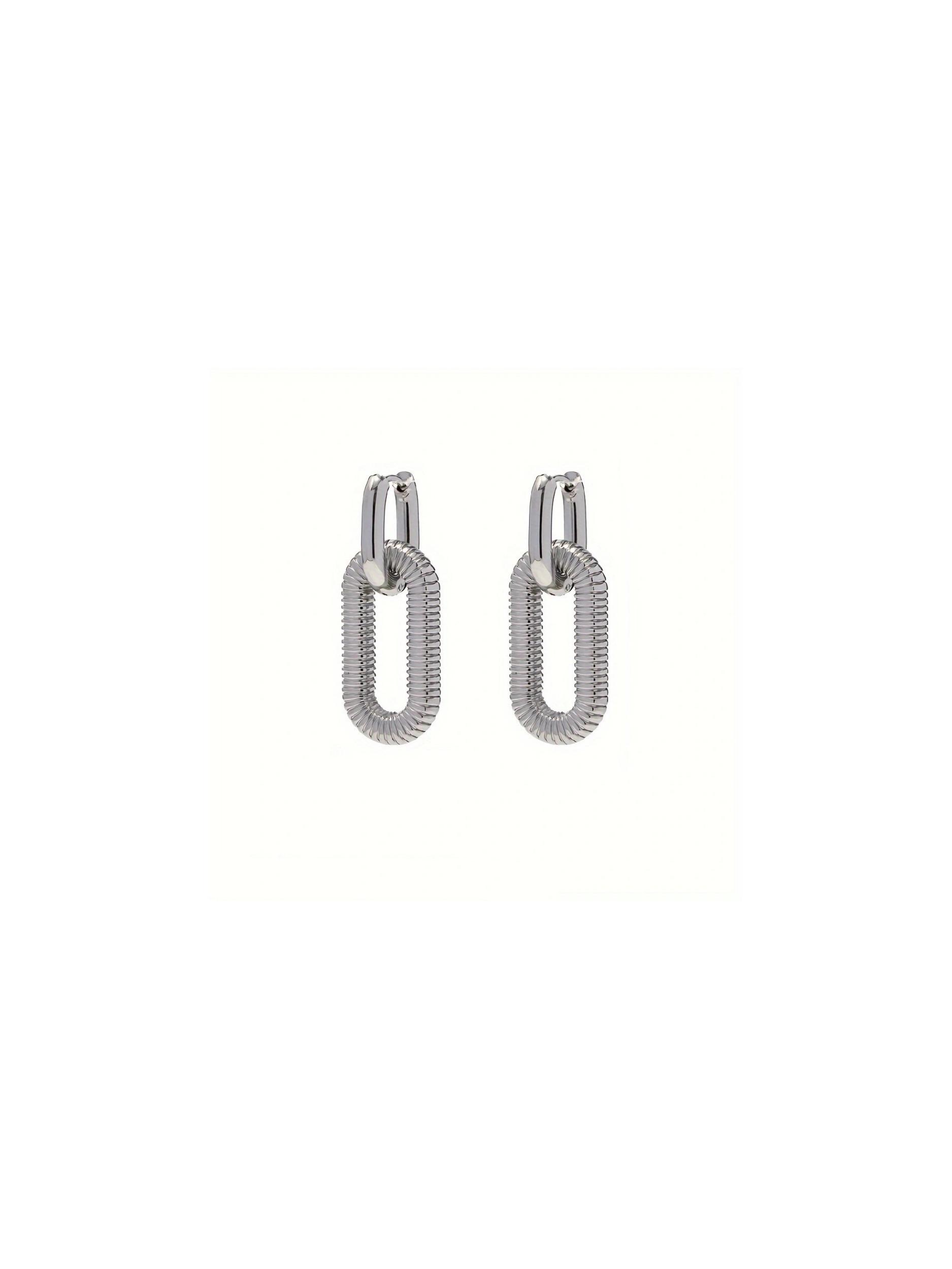 

St.delan 18K Gold Plated Stainless Steel Chain Earrings for Women Trendy Premium Fashion Ear Zircon Accessory