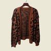 Maillard Wear Leopard-Print Sweater Autumn and Winter Outerwear Idle Style Knitting Women's Overcoat