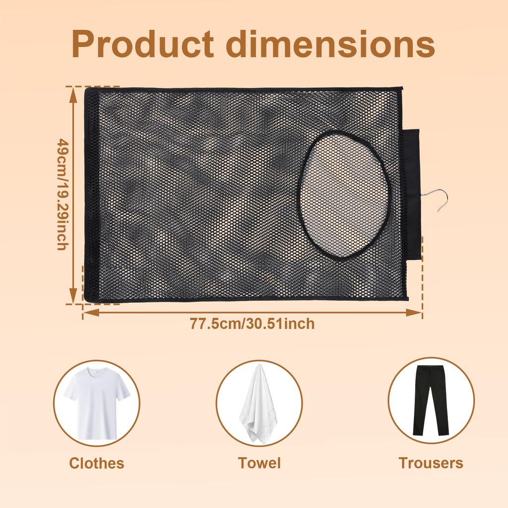 Dirty Clothes Storage Bag Basket Foldable Laundry Basket Wall Hanging Household Clothing Organizer with Hook Bathroom Mesh