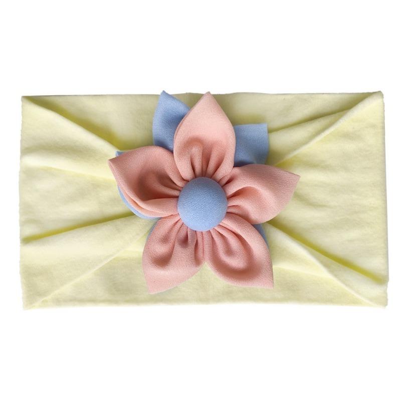 New children's headband, baby soft solid color flower nylon headscarf, thin breathable baby hair accessories