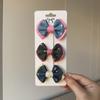 4Pcs/set Solid Flowers Print Bowknot Hair Bow Clips Baby Girls Lace Cotton Linen Barrettes Safety Hairpins Headwear Accessories