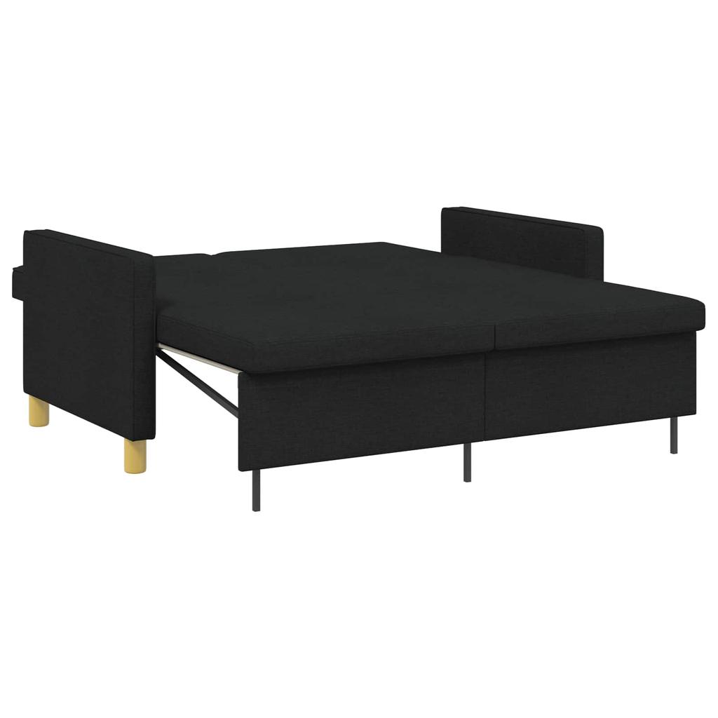Extendable Sofa Bed Black Fabric