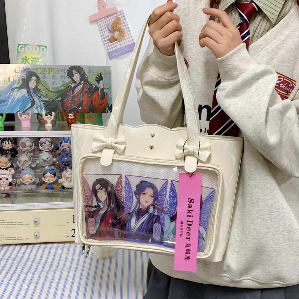 Two-dimensional Transparent Bag, Campus Style Girl Student Large-capacity Shoulder Bag Cartoon Bag
