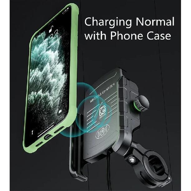 Motorcycle Holder With Wireless Charge Motorbike QC3.0 Fast Charg Cell Phone Wireless Holder Handlebar Mount Stand GPS Holder
