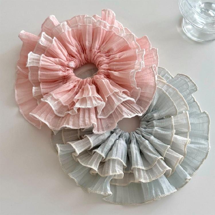 Lacy Hair Tie Elastic Scrunchies Multi Layer French Hair Rings for Elegant Updos Suitable for Long Hair