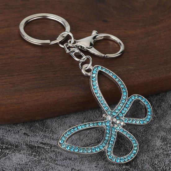 Rhinestone Butterfly Keychain Pendant Lightweight Keychain with Rotating Lobster Clasp Metal
