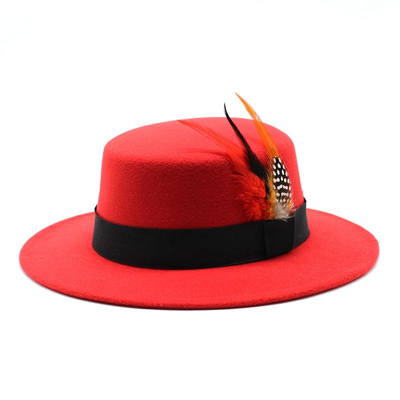 Cappelli per Coppie Maschili e Femminili Cappello Piatto Britannico Classico Retrò in Lana Cappello a Tesa Larga Cappello in Feltro
