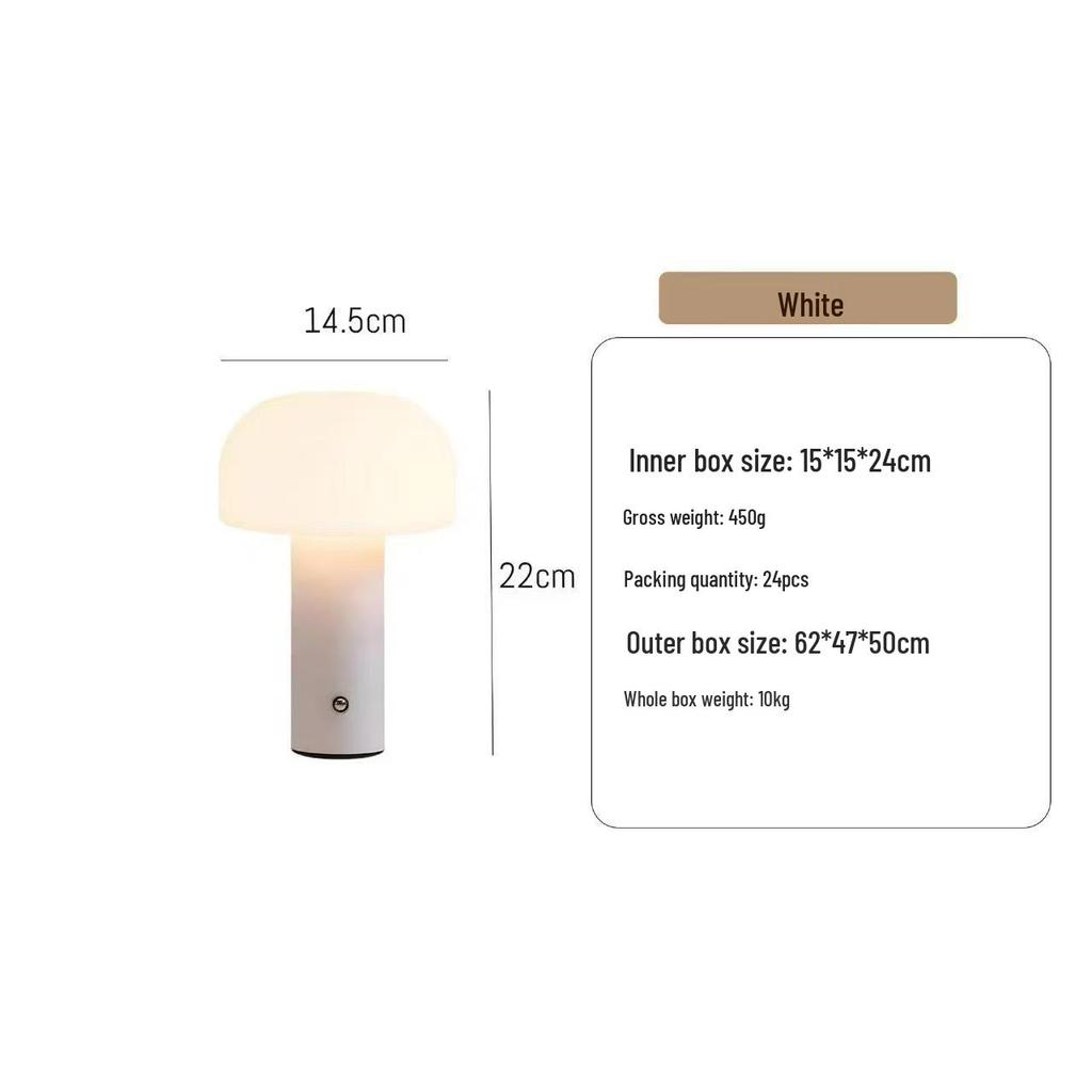 Nordic Style Mushroom Touch Lamp with USB Charging and Three-Color Dimming for Bedroom Atmosphere