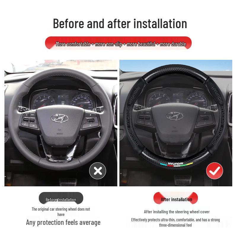 Modern Genuine Leather Steering Wheel Cover for Elantra, Santa Fe, Ix25, Yue Dong, Ix35, Yuelan, Tusheng, Reina