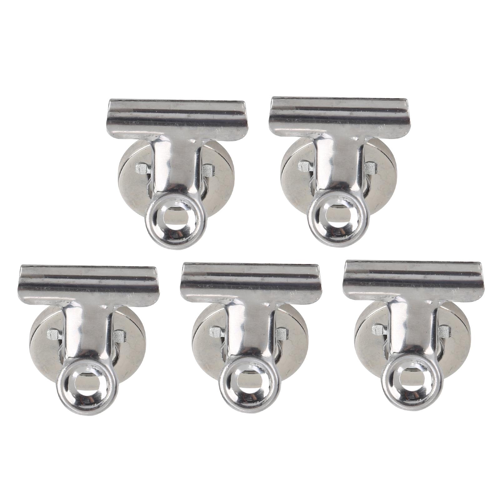 

5 шт. Магнитные зажимы Круглые из нержавеющей стали Никелированные Мощный магнит Набор для крепления(Серебряный )