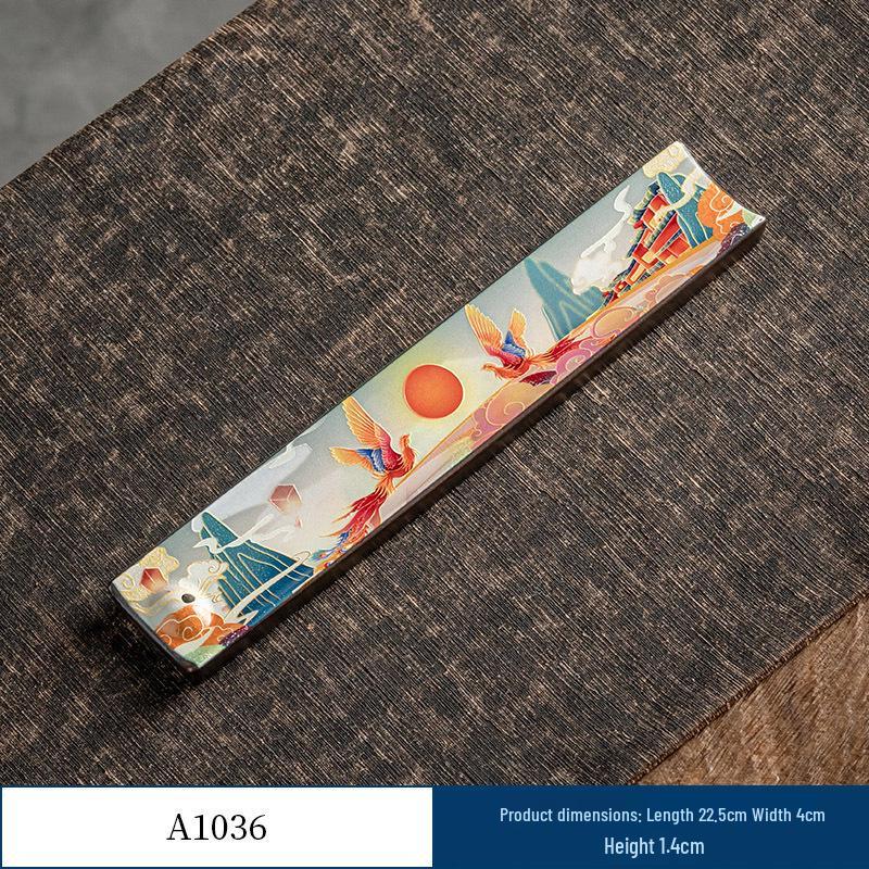 Guochao River & Mountain Ceramic Incense Holder - Retro Incense Stick Tray for Indoor Use