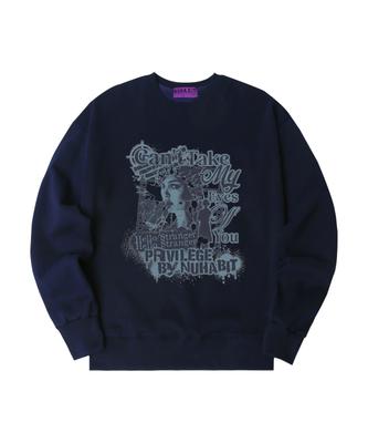 NUHABIT N/H Stranger Oversized Fleece-Lined Sweatshirt_Navy (Som4-4Nh1217)