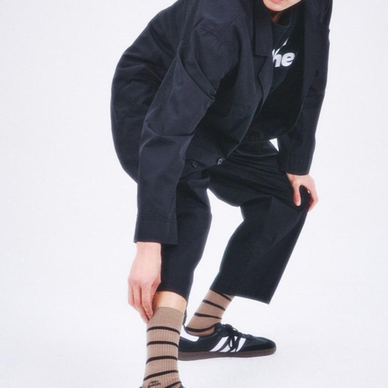 I Hate Monday [IHM2501M06] Man Socks Black Stripe Lip Socks