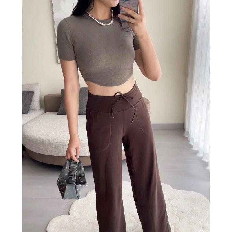 

Guangzhou Tonghua Garment Co., Ltd. New Yoga Pants Straight-leg Elasticity High Waist Loose Pants Loose Fitness Coffee M