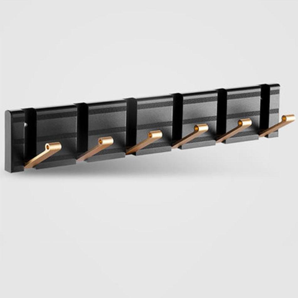 Invisible Folding Wall Hook Black Sliver Gold Aluminum Hallway Bathroom Lavatory Door Clothes Towel Storage  1 2 3 4 5 6 Hooks