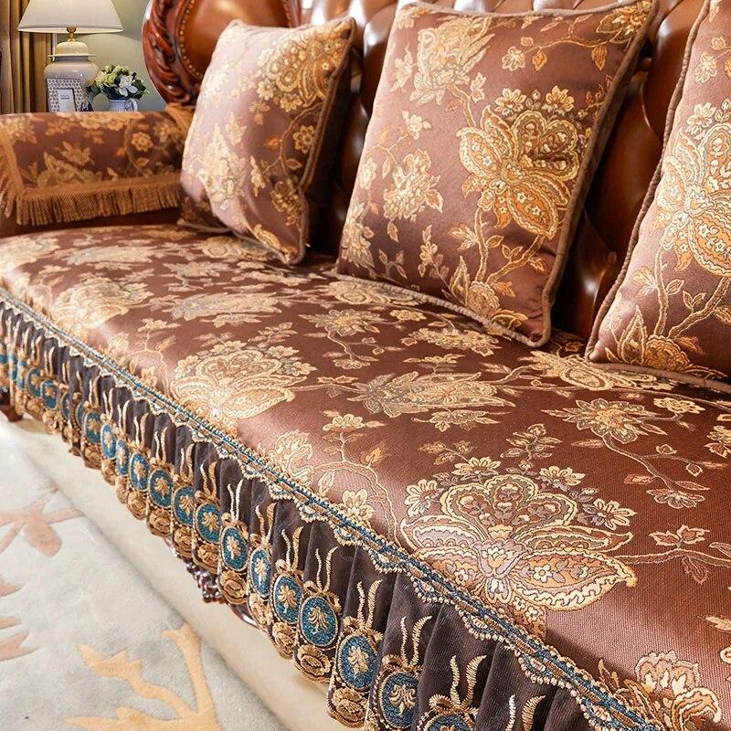 European Sofa Cushion Cover Living Room Decoration Universal For All Seasons Couch Covers Jacquard Fabric Anti-slip Slipcover