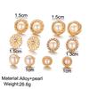 6 Pairs Women Retro Flowers Pearl Earrings Set Fashion Ear Stud Jewelry