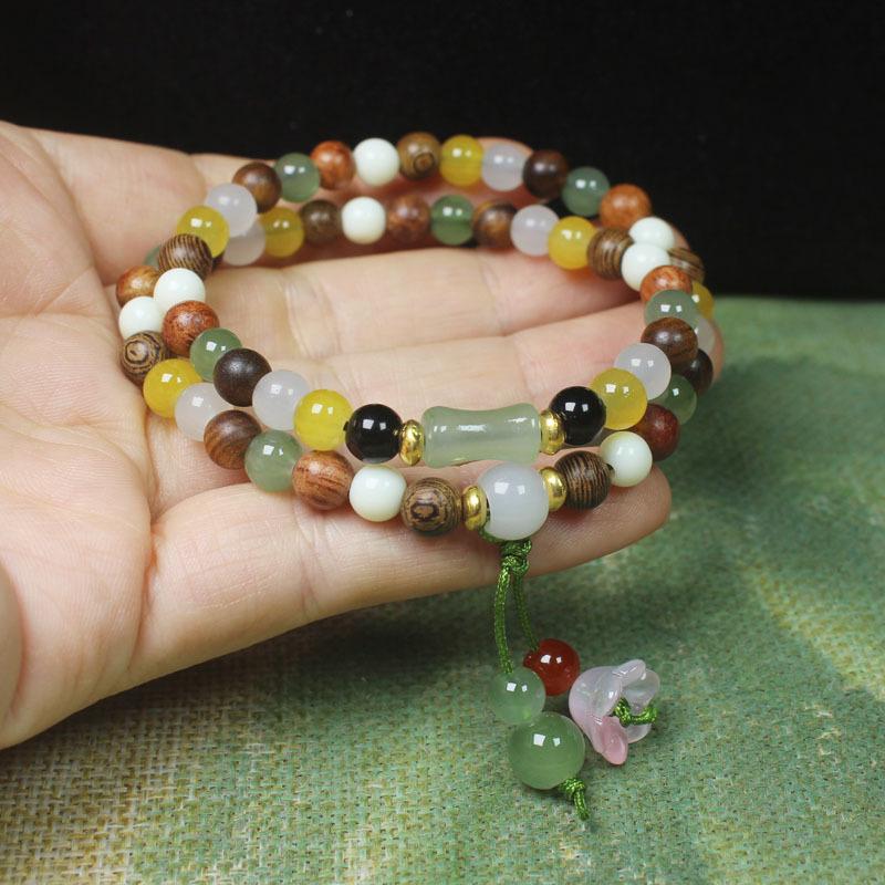6mm Double Layer Multi Bead Bracelet Wooden Glass Beaded DIY Fashion Accessory