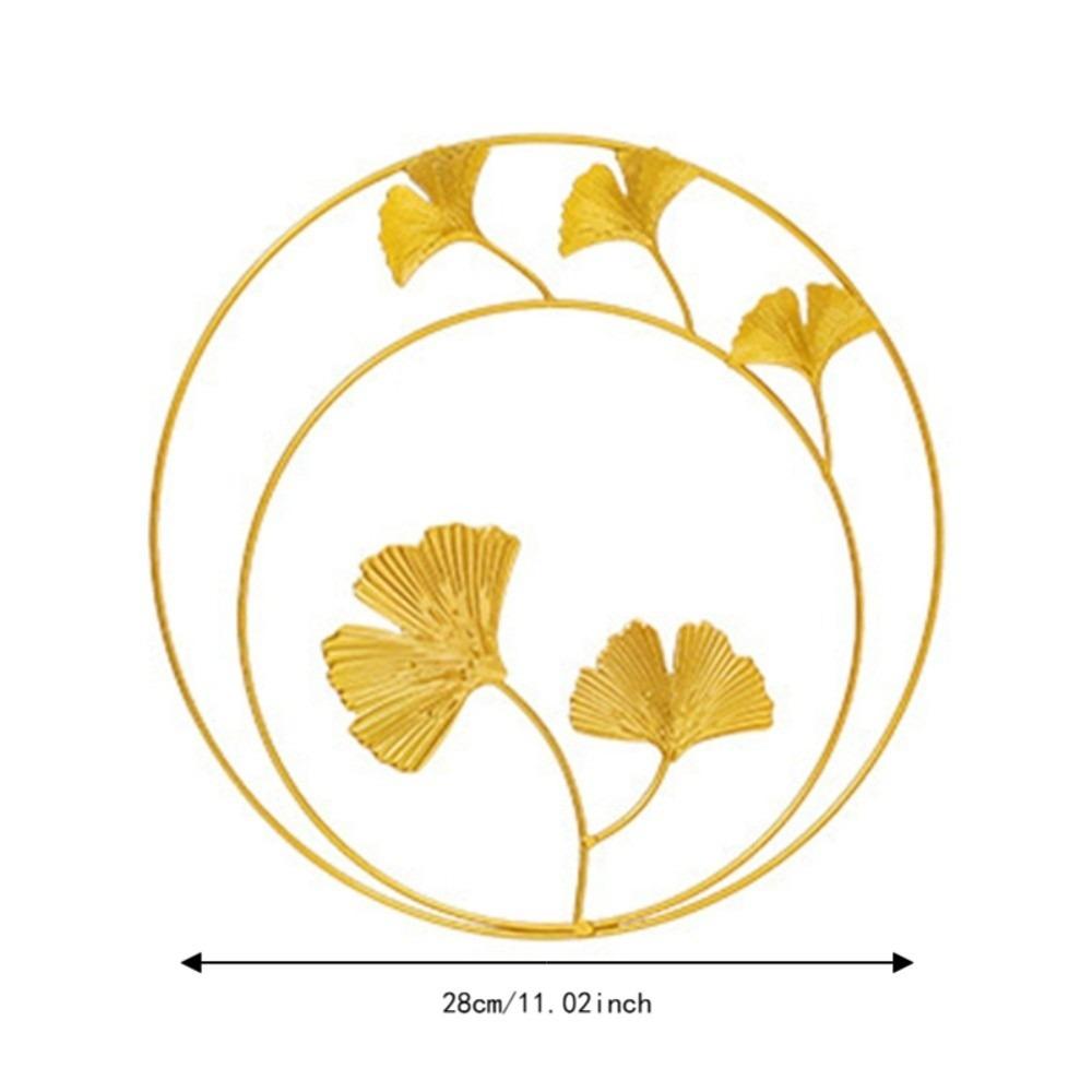 Elegant Metal Wall Hanging Decor Gold 11.02in Leaf Wall Ornament Light Luxury Round Leaf Decoration Indoor Wall Decor
