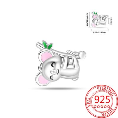 Genuine Copper Charm Luxurious Pink-Eared Koala Bead Fits Bracelets Do-It-Yourself Women Crafting Delicate Gifts Jewellery