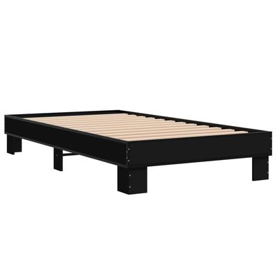 Bed Frame Black 75x190 Cm Engineered Wood and Metal