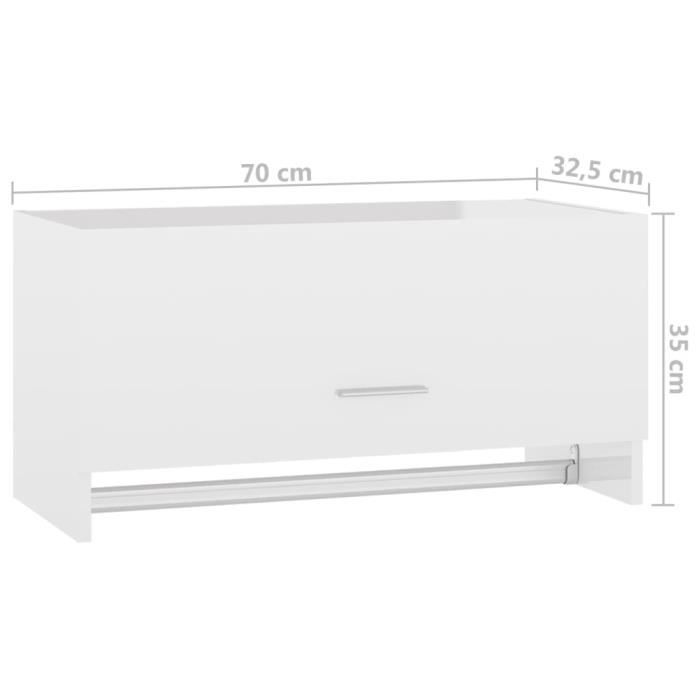 VidaXL Garde-robe Blanc brillant 70x32,5x35 cm Aggloméré