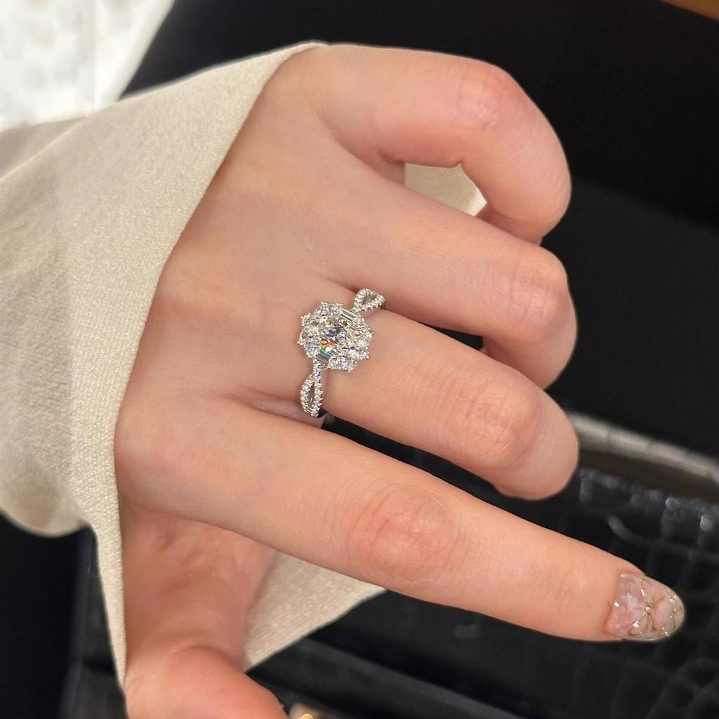 925 Silver Plated Gold Luxurious Moissanite Oval Ring For Women With Unique Design