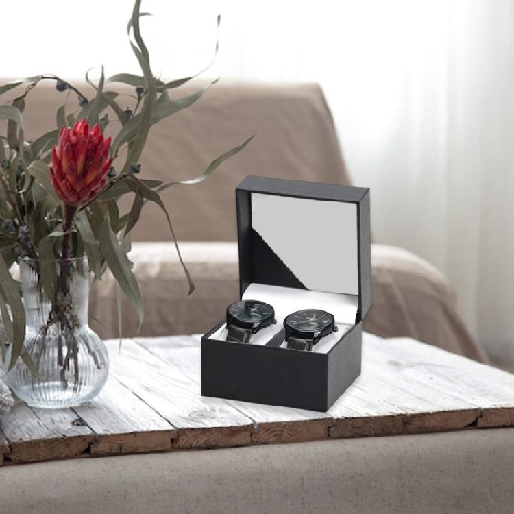 PU Leather Matching Watch Box Jewelry Container Holder For Couple With 2 Compartment for Necklace Bracelet Storage