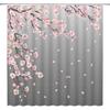 Cherry Blossom Shower Curtain Pink Grey Blooming Floral Asian Japanese Watercolor Flower Branch Nature Plant Bathroom Decor Curtains Polyester with