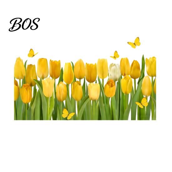 Window Sticker Tulip Flower Cling, Spring Floral Butterfly Decals Self-adhesive Wall for Party Home School Office Shop Glass Decoration Creative жёлтый