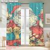 2pcs,2D plane printing Contemporary Curtains Merry Christmas Santa Claus_ Champagne & Gifts Durable 100% Polyester Fabric