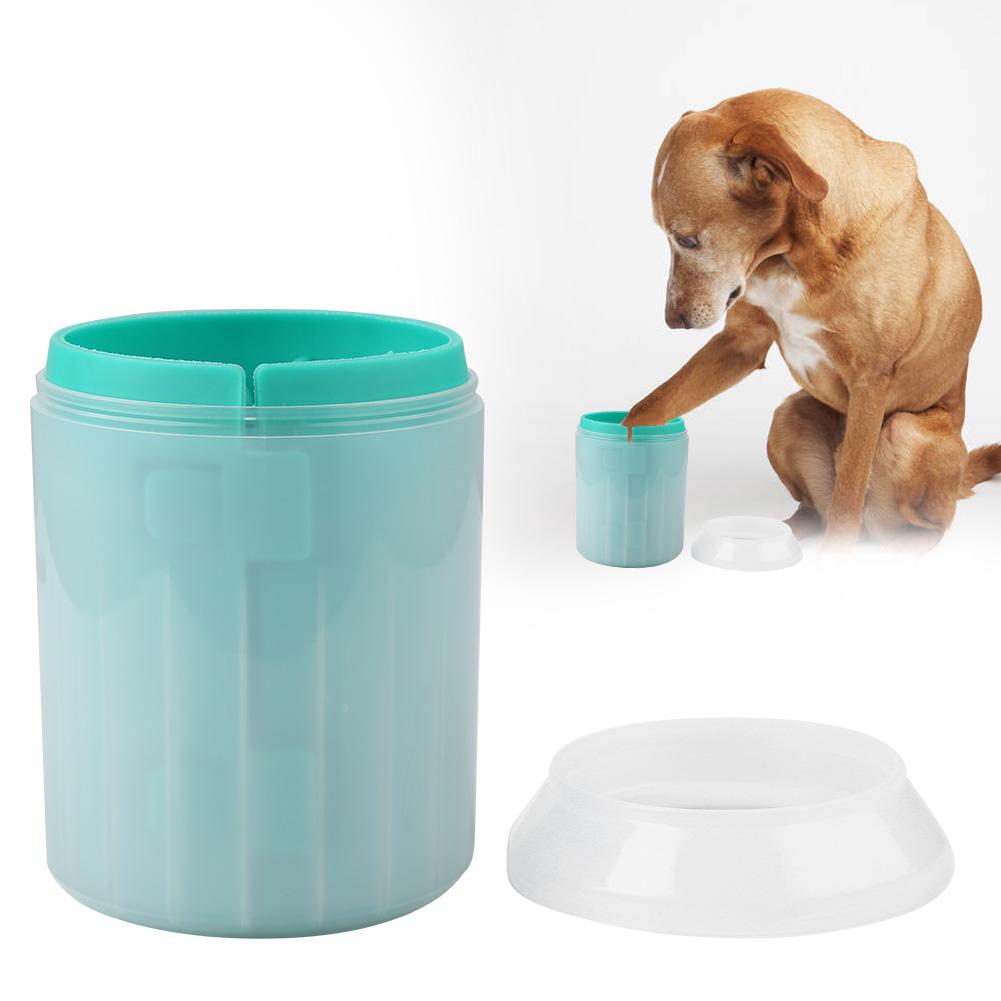 Removable Dog Paw Cleaner Cup Pet Cleaning Brush Cup Dog Foot Cleaning Cup Tool (Green)