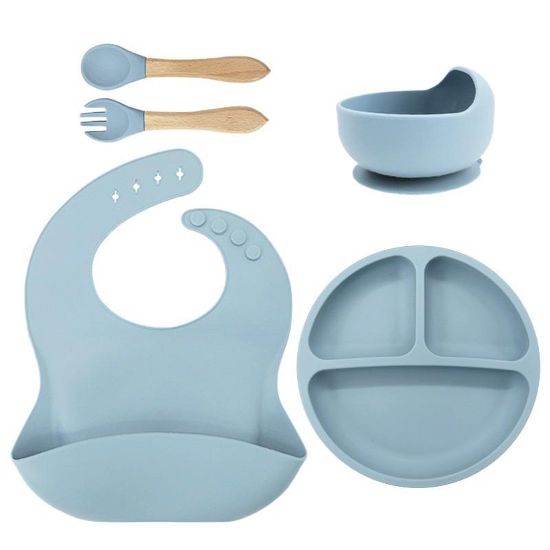 Soft Baby Silicone Tableware Food-Grade Plate Bowl Spoon Set For Baby Weaning 1