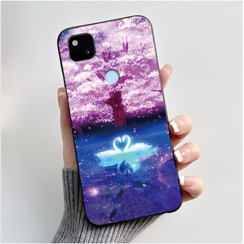 Coque Pour Google Pixel 4A 4 A 4G Noir Coque de Téléphone Esthétique Mignon Chat Dessin Animé Mince Souple TPU Silicone Arrière Pour Pixel4A Coquille