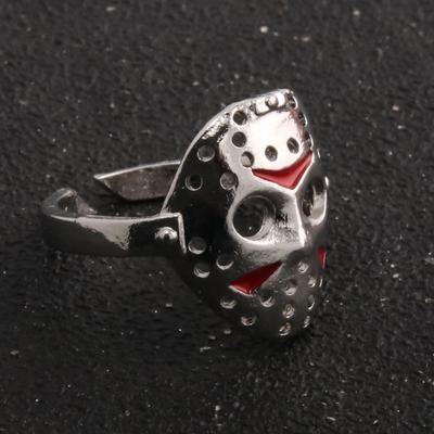 New Fashion Holloween Horror Movie Rings Jason Hockey Mask Metal Adjustable Ring For Children Halloween Jewelry Gift