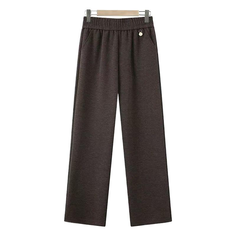 2025 Autumn/Winter Wool Blend High-Waisted Wide-Leg Pants for Middle-Aged & Elderly Women - Comfy, Stylish, Warm.