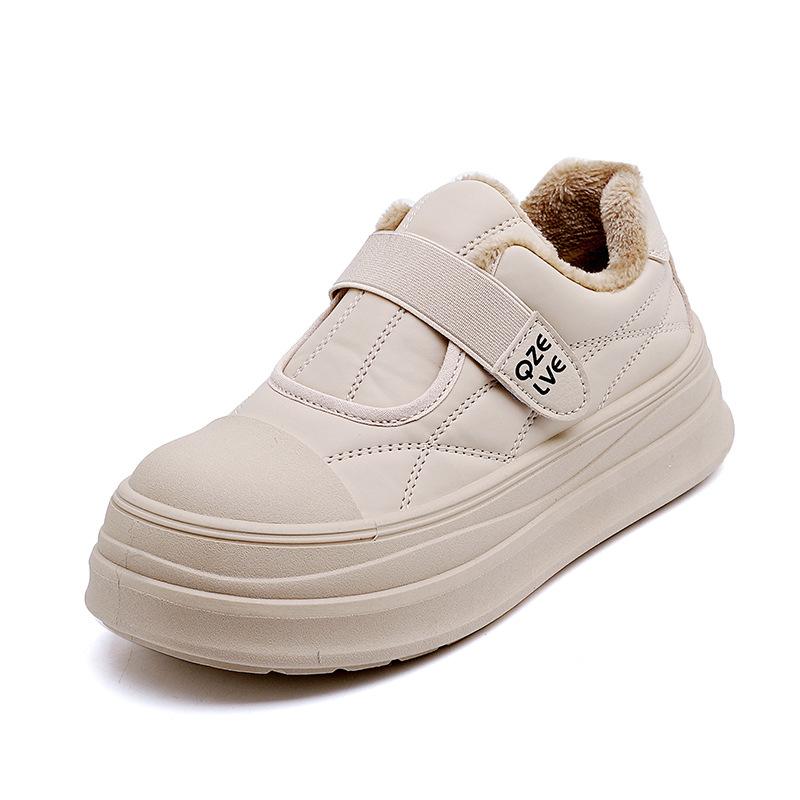 Damen Winter Schnürstiefel mit dicker Sohle Fell eins leicht warm kälteabweisend gefüttert Schneestiefel rutschfest abriebfest lässige Sneaker Baumwollstiefel Board Schuhe