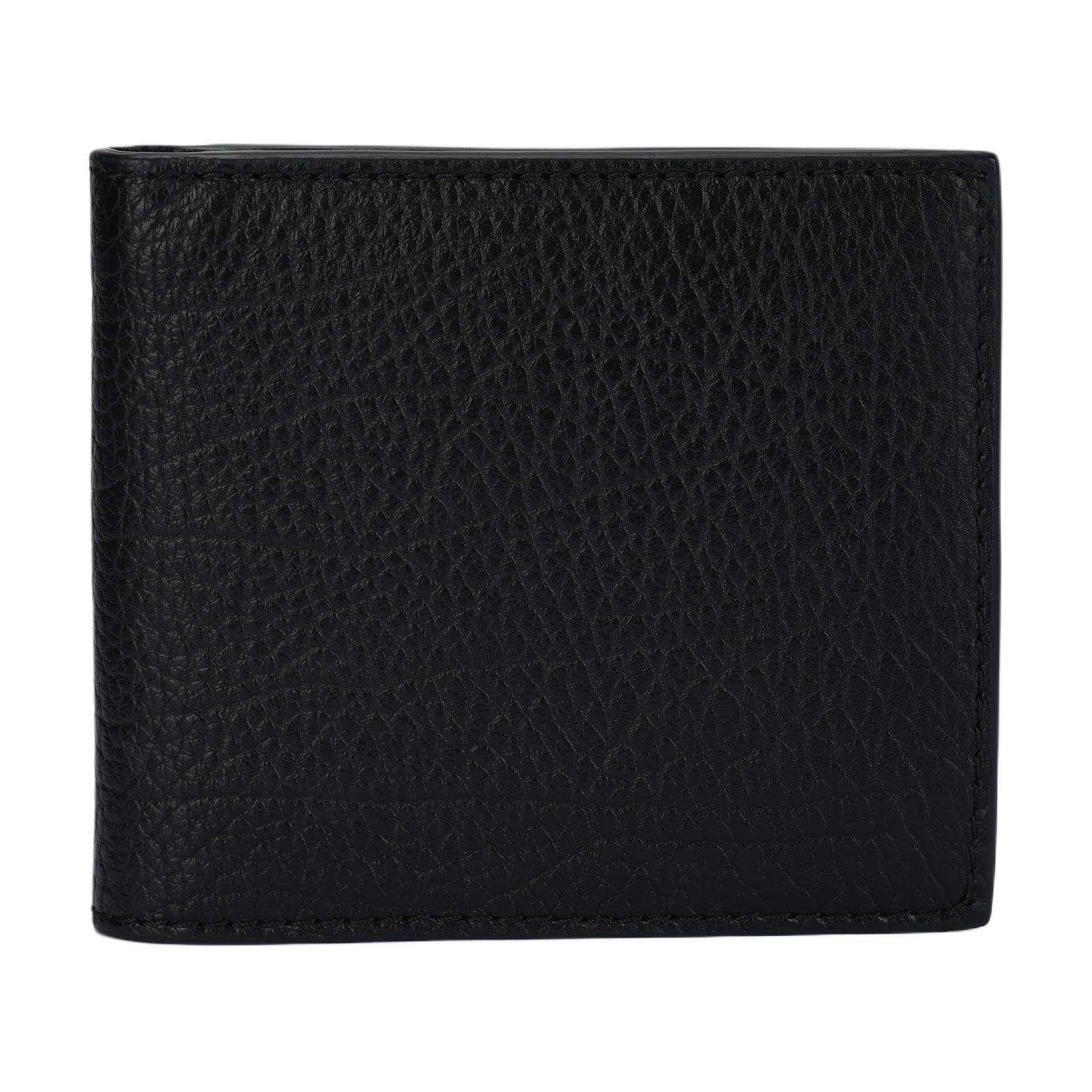 Burberry Pebbled Leather Bifold Wallet, Luxury Black Textured Billfold for Men, Daily Carry & Business Use 80806631 Basic Set (Bag+Dust Bag)