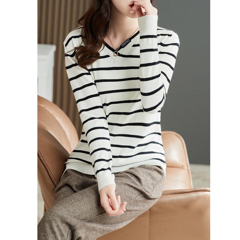 Firstview Women's V-neck Long-Sleeve Knit Sweater F21C9652