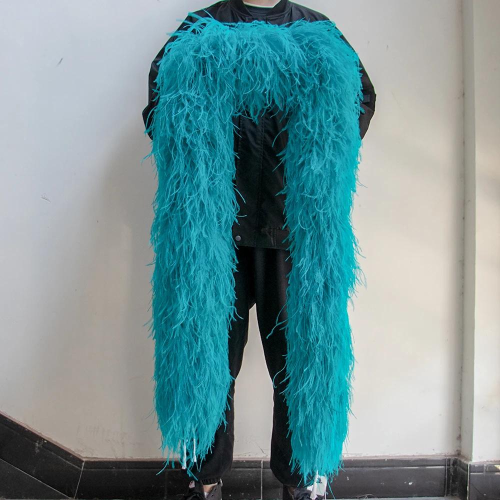 6/10 Layer Multicolor Ostrich Feather Boa 2Meters Fluffy Ostrich Plumes Shawl For Party Lady Dress Clothing Diy Decoration Scarf