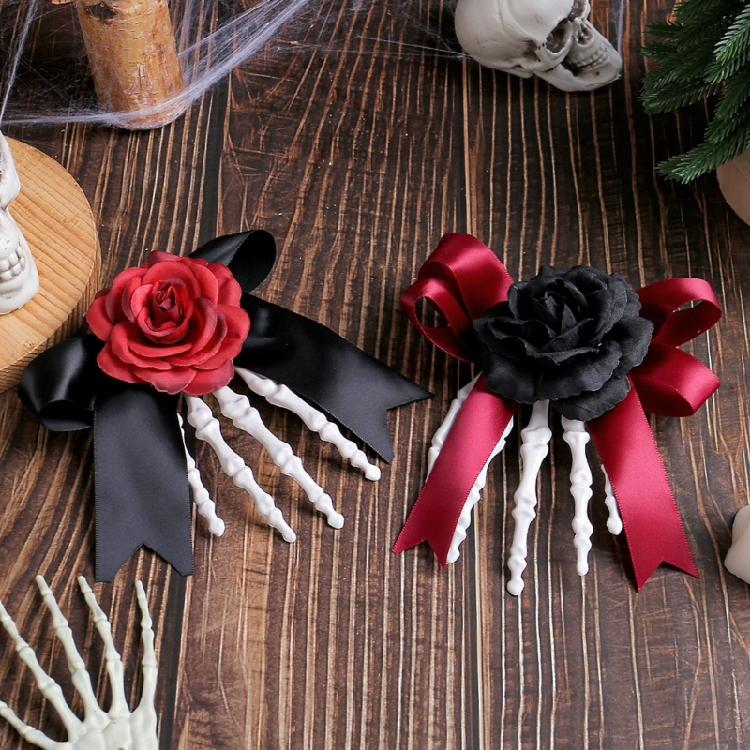 1pc Gothic Rose Skeleton Hair Clip Secure Side Clip Design Plastic Construction For Halloween Party Accessories