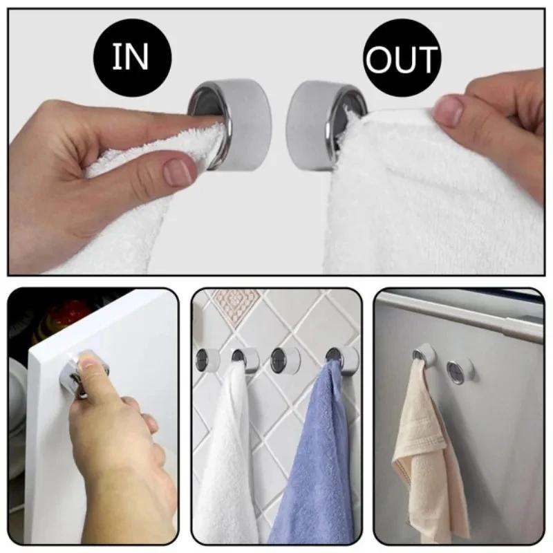 1-4 Stück Magischer Lochfreier Handtuchhalter Tragbar Selbstklebend Handtücher Lappen Tücher Clips Aufbewahrungshaken Küche Badezimmer Organizer Regal