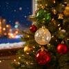 Glass Tabletop Christmas Ornament with LED Lights Glass Ball with Timer Function 6-Inch Light-Up Sphere for Holiday Centerpiece