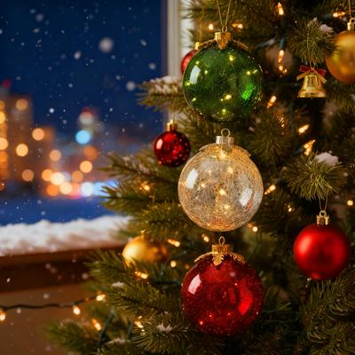 Weihnachtsornament mit Glasplatte und LED-Lichtern Glaskugel mit Timerfunktion 6-Zoll Leuchtkugel für festliche Tischdekoration