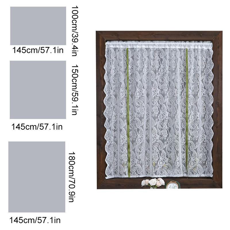1Pc No-drill Simple White French Style Polyester Rustic Style Lace Curtains